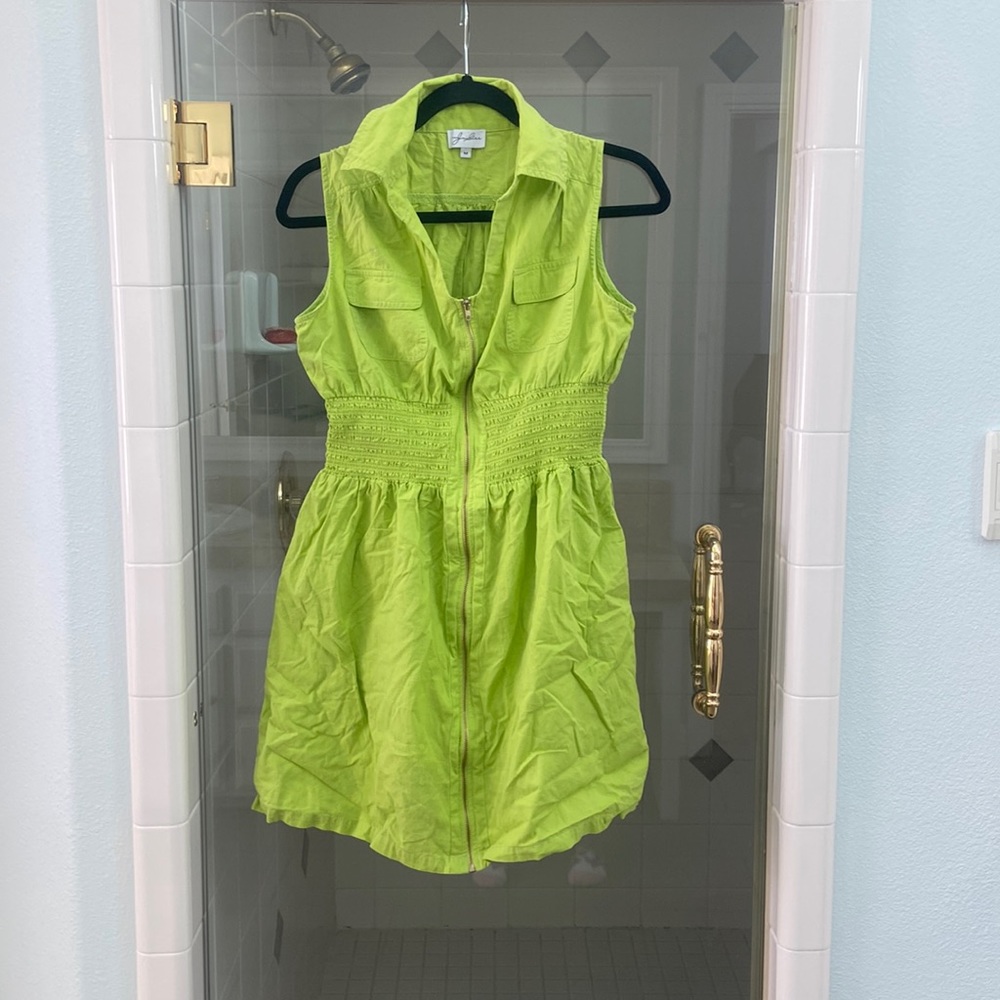 Bright green zipper dress